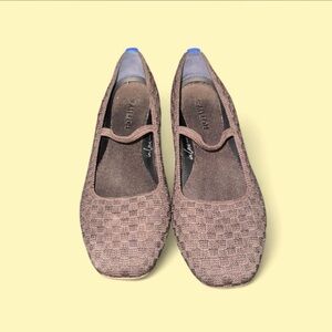Comfort Knit Mary Jane Flats - Brown